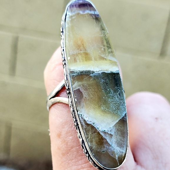 New Petrified Wood Jasper Silver Statement Ring. - Picture 8 of 13